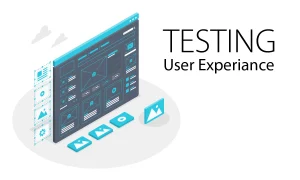 Accessibility testing service for inclusive user experiences with 'Testing User Experience' text on the right and software development on the left