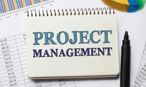 Project Management service image with 'Project Management' text on a stock image background